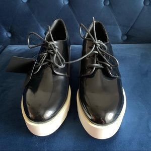 Forever21 Faux Patent Leather Wedge Oxfords